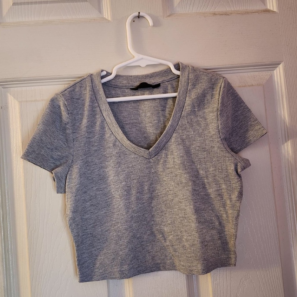 Cropped Gray T-Shirt Baby Tee